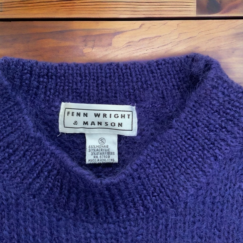 Fenn Wright And Manson Mohair Blend Purple Chunky Knit Sweater - Picture 2 of 5